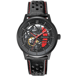 Montre Homme PADDOCK Cadran Noir Bracelet Cuir Perforé Noir