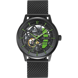 Montre Homme PADDOCK Noir Cadran Noir Bracelet Acier milanais Noir 22 MM