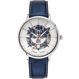 Montre Homme ÉLYSÉE Cadran Argenté Bracelet Cuir Bleu 20MM