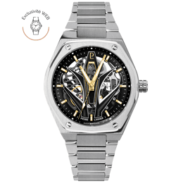 Automatique Homme ARDENT Argenté Cadran Noir Bracelet Acier Argenté 22M