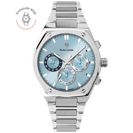 Montre Quartz Homme COPILOTE Argenté Cadran Bleu glacier Bracelet Acier Argenté 24 MM