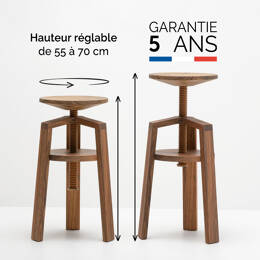 Tabouret en bois à vis – Clock noyer 55-70 cm