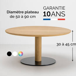 Table basse ronde Bistronome en chêne diamètre 90 cm