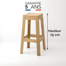 Tabouret de bar design en bois 75 cm - Wak