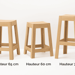 Tabouret de bar Wak en chêne - Hauteur 60, 65 et 75 cm
