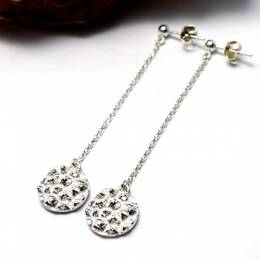 Boucles d'oreilles pendantes Litchi en argent 925