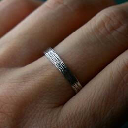 Bague 3 mm embruns en argent 925 patiné recyclé pour femme et pour h