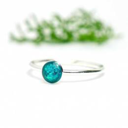 Petite bague empilable bleu azur pailleté en argent 925