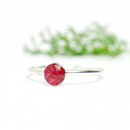 Petite bague empilable rose pailleté en argent 925