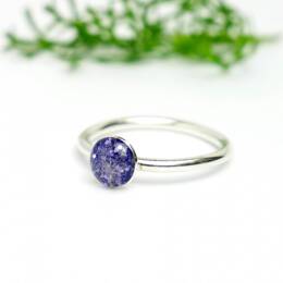 Petite bague empilable violet pailleté en argent 925