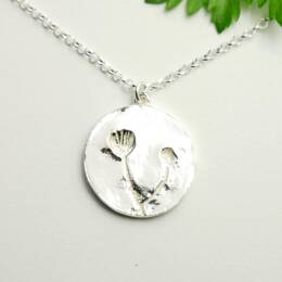 Pendentif sur chaine en argent 925 avec deux petites fleurs des champs