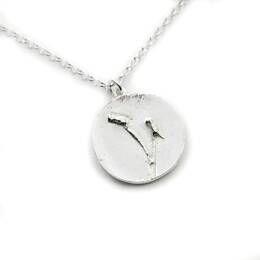 Pendentif sur chaine en argent 925 avec deux petites fleurs des champs