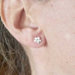 Boucles d'oreillesfleurs de Prunus en argent 925