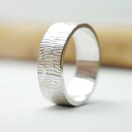 Bague large Ecorce 1 argent 925 recyclé pour femme et pour homme