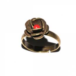 Bague réglable Rose en bronze vieilli