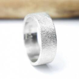 Bague large sablée argent 925 recyclé pour femme et pour homme