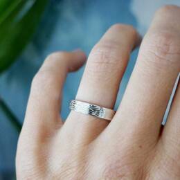 Alliance 4 mm Ecorce 2 argent 925 recyclé pour femme et pour homme
