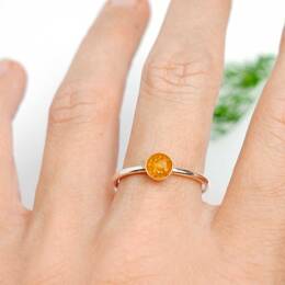 Bague empilable jaune ambre pailleté en argent 925