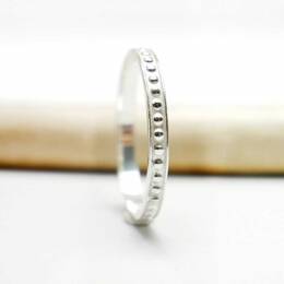 Alliance perlée empilable argent 925 recyclé pour femme et homme