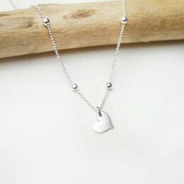 Pendentif femme cœur solitaire en argent 925 recyclé minimaliste p