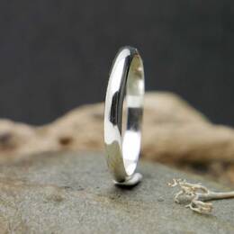 Alliance en argent 925 recyclé demi jonc empilable brillante unisexe