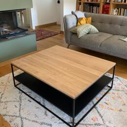 Table basse rectangulaire double plateau bois et métal "WOOD"