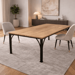Table à manger Haussmann style industriel en chêne massif sur mesure
