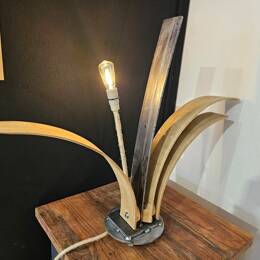 Lampe design "Nénuphar" - Luminaire artisanal bois recyclé