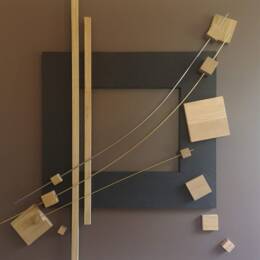 Tableau sculpture murale abstrait Infini Legno - Art français en chêne et laiton