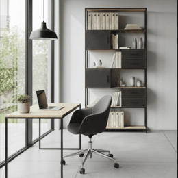 Bibliothèque de bureau design en chêne massif CODEX