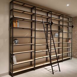 Bibliothèque industrielle métal & bois - Échelle "CHAUMONT 4"