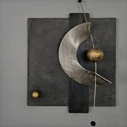 Unique tableau sculpture murale carré "COSMOS"