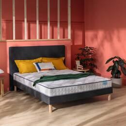 Ensemble matelas 180 x 200 cm et sommier 2 x 90 x 200 cm chine gris anthracite - Merinos Happy Lit
