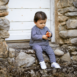 Pantalon DANY - Coton épais rayures marine
