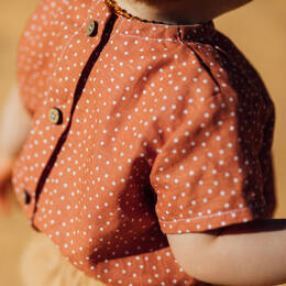 Tshirt enfant en lin à pois sienne BASILIC