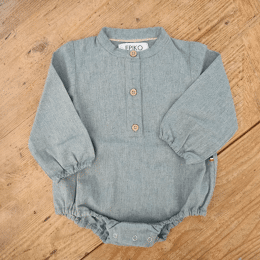 Barboteuse garçon col mao TILLEUL