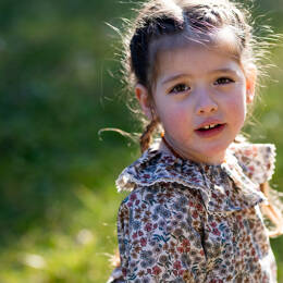 Blouse fille fleuri bleu/camel LAURIER