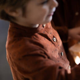 Chemise col mao velours milleraie camel CEDRAT