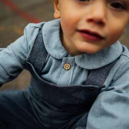 Chemise enfant coton bio bleu tendre LYS