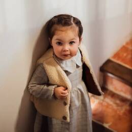 Robe fille col Claudine carreaux gris LAVANDE