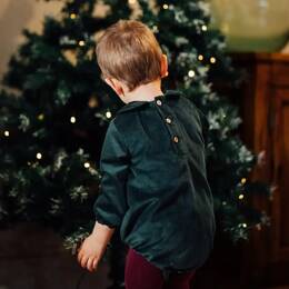 Barboteuse de fêtes velours sapin THYM