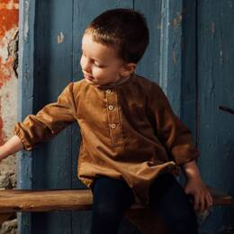 Barboteuse bébé velours camel THYM