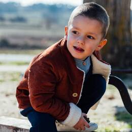 Manteau enfant sherpa velours SAUGE