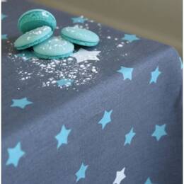 Nappe enduite Etoiles gris/turquoise