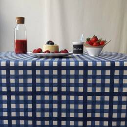 Nappe enduite ronde ou ovale Vichy bleu