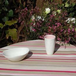 Nappe enduite ronde ou ovale Rayure taupe
