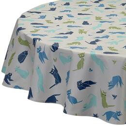 Nappe enduite ronde ou ovale Chats bleus