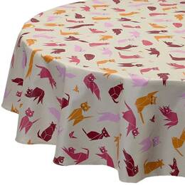 Nappe enduite ronde ou ovale Chats rose