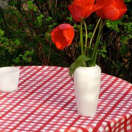 Nappe enduite ronde ou ovale Vichy rouge