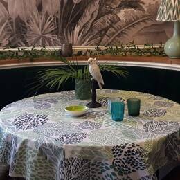 Nappe enduite ronde ou ovale Feuilles Vertes